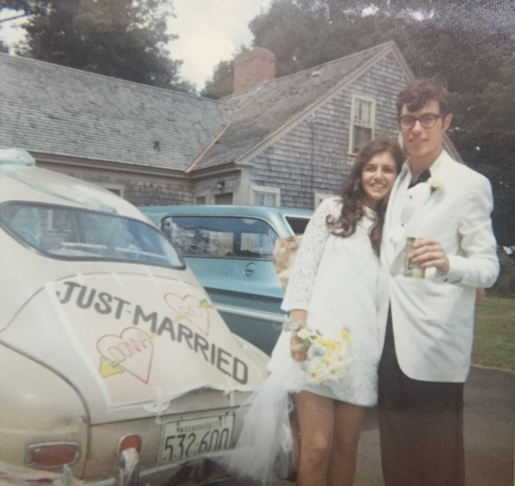 1960s Saab 96 decked out for our wedding